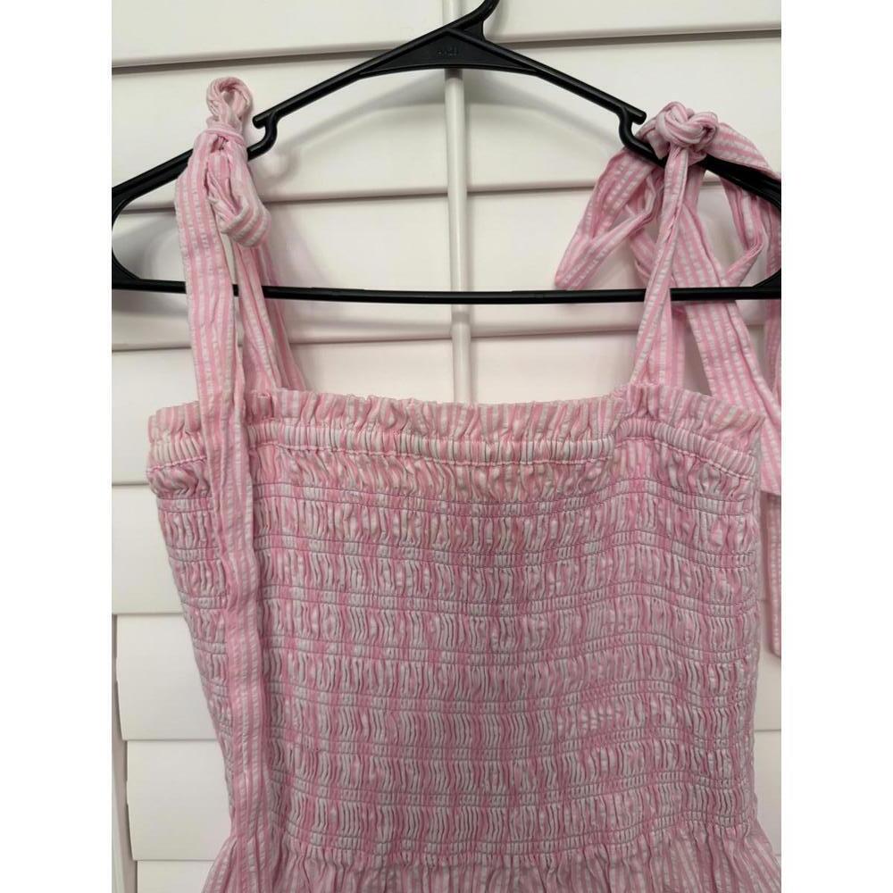 Lilly Pulitzer Rivera Smocked Striped Top in Havana Pink Seersucker stripe - Picture 3 of 6